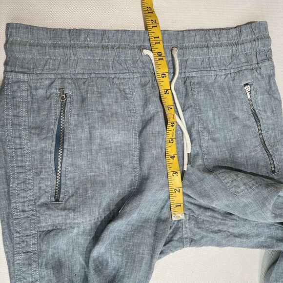 Athleta Cabo Linen Jogger Blue Sz 8 Pull On High Rise Drawstring Coastal Travel - Picture 10 of 14
